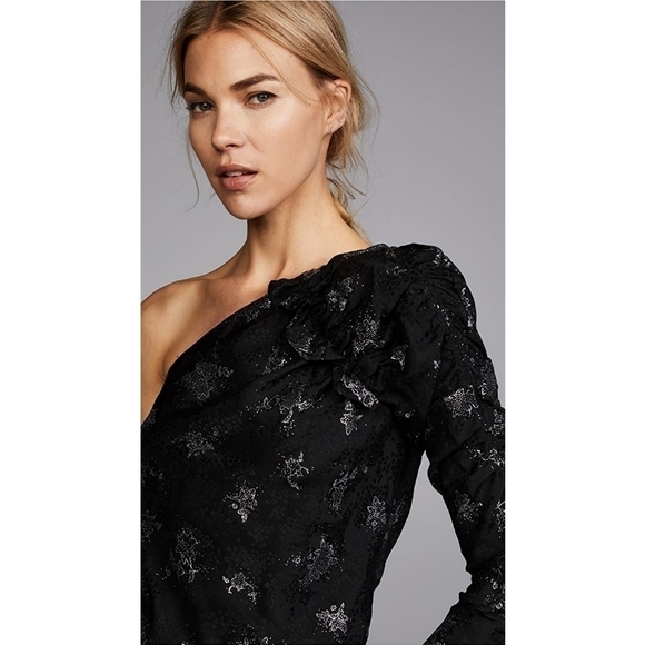 Rebecca Taylor One Shoulder Glitter Top size 6 - Picture 3 of 8